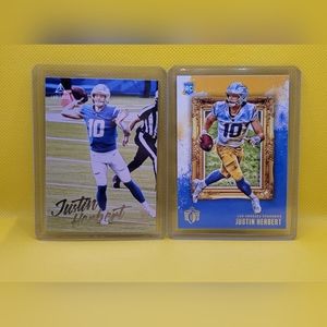 (2) Rookie Justin Herbert NFL trading cards Rookie of the Year Superstar